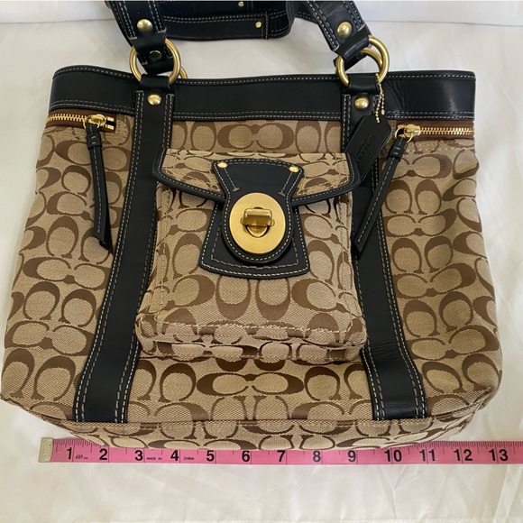 Coach Vintage Legacy 65th Anniversary Gigi turnlock tote bag,brown,black leather - Picture 13 of 16